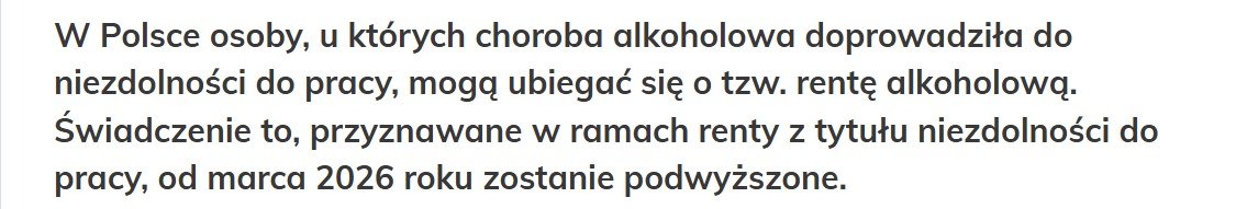 Nie rozumiem dlaczego alkoholicy mają dostawać dwa tysiące złotych.
W imię czego? Wybrali drogę alkoholu. Chlali i sobie zniszczyli życie na swoje życzenie.
I takim ludziom gratis dwa tysiące zł? No pewnie. Po co zachęcać ludzi do pracy.
Lepiej rozdawać za friko pieniążki.