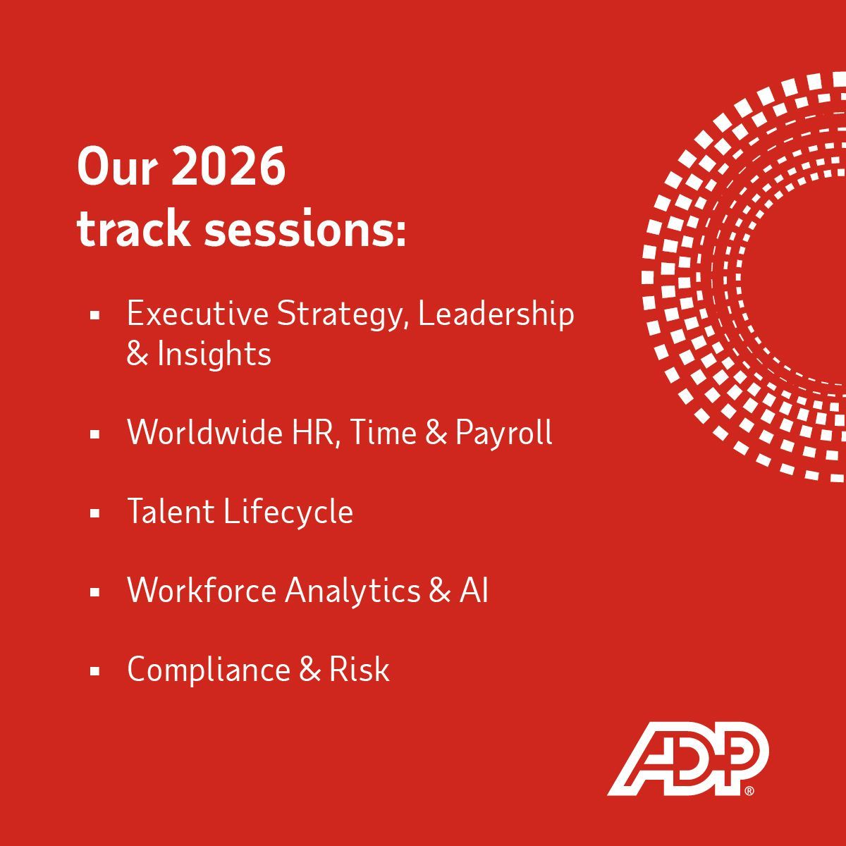 jschafty's tweet photo. Tracks sessions announced at ADP's Meeting of the Minds 2026! With hundreds of sessions across five key learning tracks, you'll leave empowered and prepared to deliver moments that matter for your organization. Don't delay- register now! #ADPMOTM
https://t.co/N2ov2FhEKM https://t.co/R5VyWPKT4r
