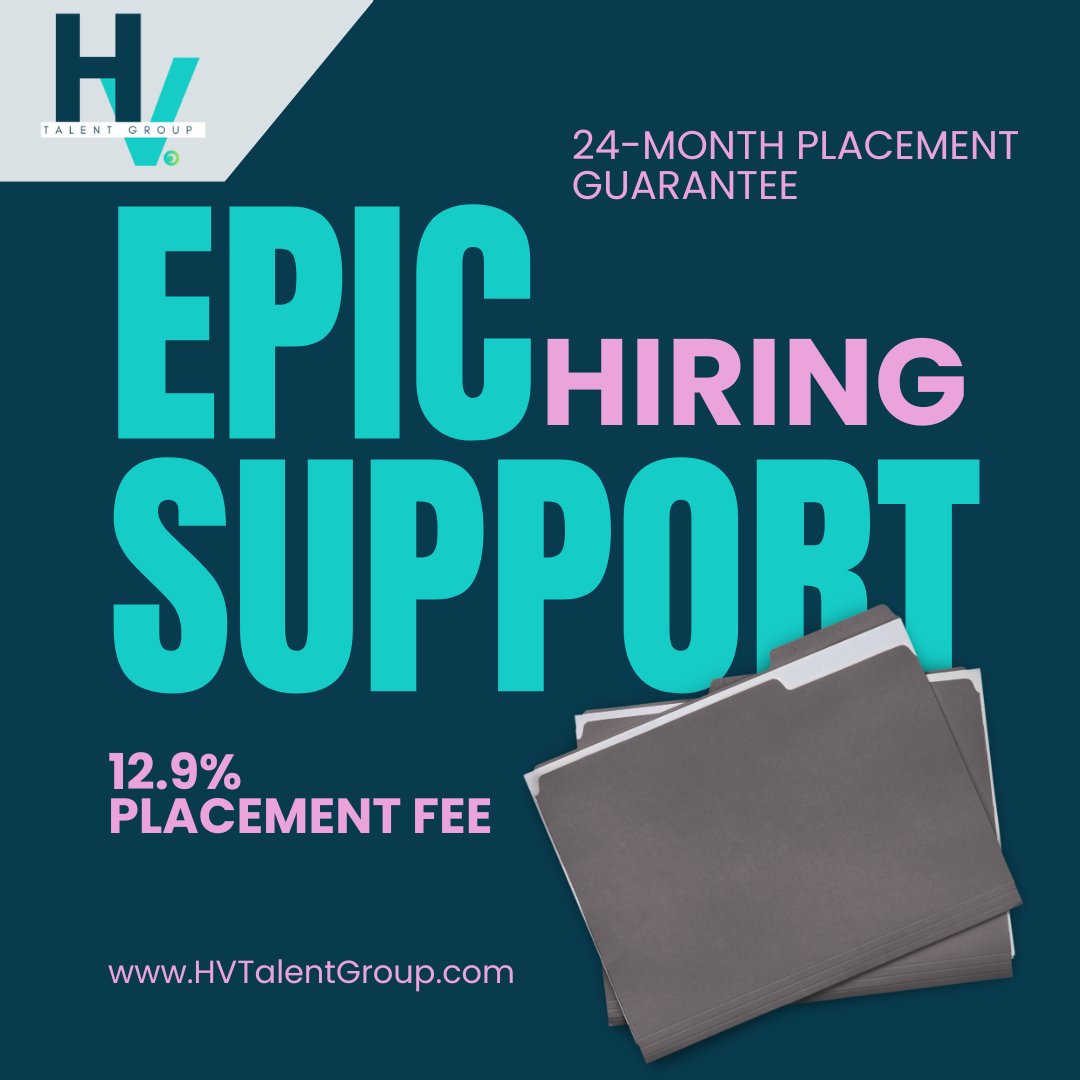 hire_venture's tweet photo. EPIC Hiring Support, without the inflated costs.
At HV Talent Group, we do hiring differently.
✔️ 12.9% placement fee
✔️ 24-month backfill guarantee
✔️ A dedicated recruiting team
✔️ Qualified candidates, fast

Talent Found. Teams Built. HV Talent Group.
https://t.co/oqeLkvXET3 https://t.co/hBBr9aiWJS