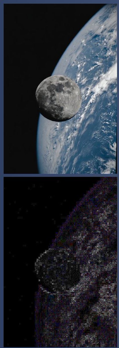randyvild's tweet photo. NASA claiming the following:
From a million miles away, NASA captures Moon crossing face of Earth. (Yes, this is a real image)
Credit: NASA/NOAA. 

Here's proof the moon was pasted in!
 
1. PhotoForensics-style noise pattern mismatch between the moon and background
 
2. Hard cutout edge on the moon with no feathering or atmospheric blending
 
3. Uniform sharpness on the moon while Earth shows softness and motion blur
 
4. Lighting inconsistency, the moon is evenly lit while Earth has directional limb lighting
 
5. Scale inconsistency, the moon is far too large relative to Earth at that distance
 
6. No shared color cast or light spill between the moon and Earth