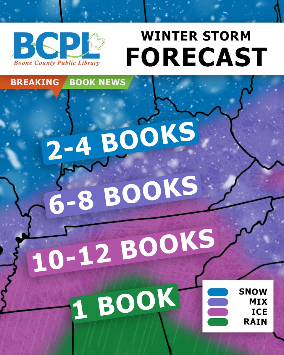 Our forecast is calling for some heavy reading this weekend. ❄️📖 Be prepared and stop by your local library for supplies.