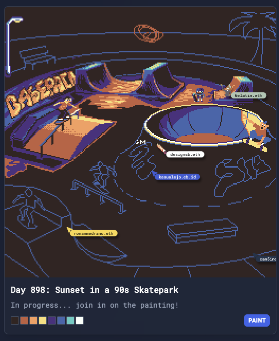 Roll up to the skatepark &amp; drop in some pixels! 👇
basepaint.xyz/paint 🛹💙