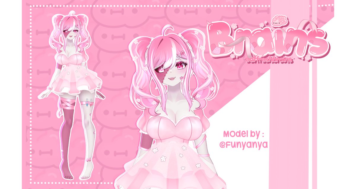 Howdy, I’m Brains 🧠 
Pink Zombie Lady Here
──── ୨୧ ────
♡ Model By @/Funyanya_VT
♡ Twitch twitch.tv/eatfreshbrains
♡ 🎨Tag: #drawbrains