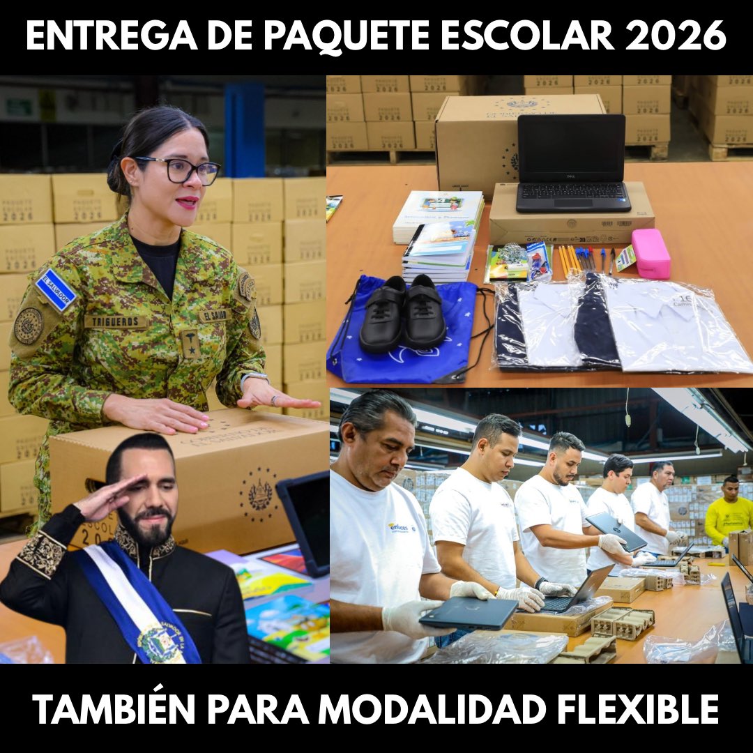 El Gobierno del presidente <a href="/nayibbukele/">Nayib Bukele</a> entregará paquetes escolares completos incluso para estudiantes de modalidad flexible.

Así lo confirmó la ministra <a href="/KarlaETrigueros/">Karla Trigueros</a>, llevando herramientas reales para que jóvenes y adultos también continúen su formación.
