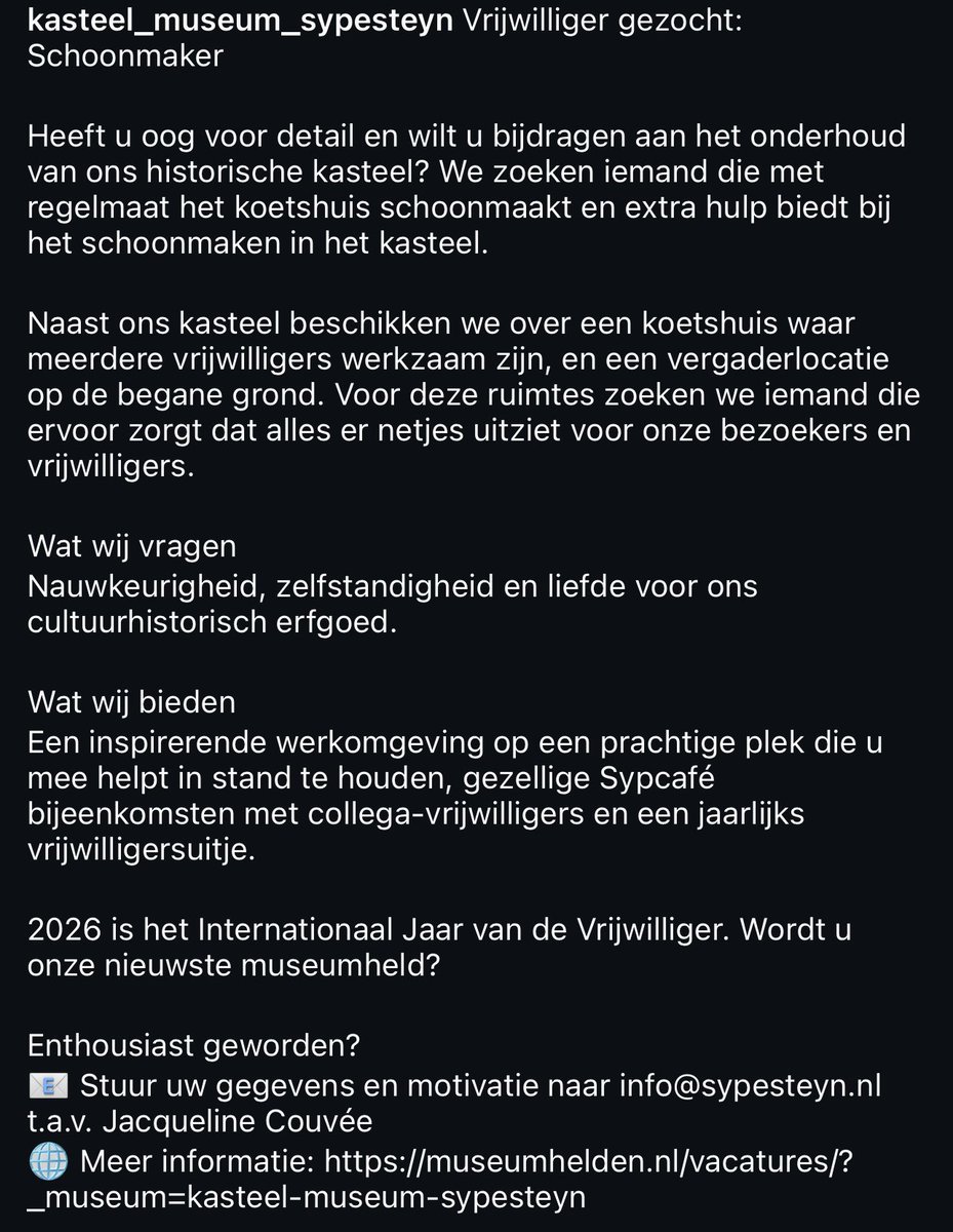 Sypesteyn zoekt vrijwilligers