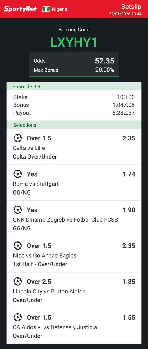 52 odds for Today's football ⚽ 

Sportybet ➡️ LXYHY1

#EuropaLeague #bettingpicks #BettingTips #AstonVilla #RealBetis #CeltaLille #Oscars