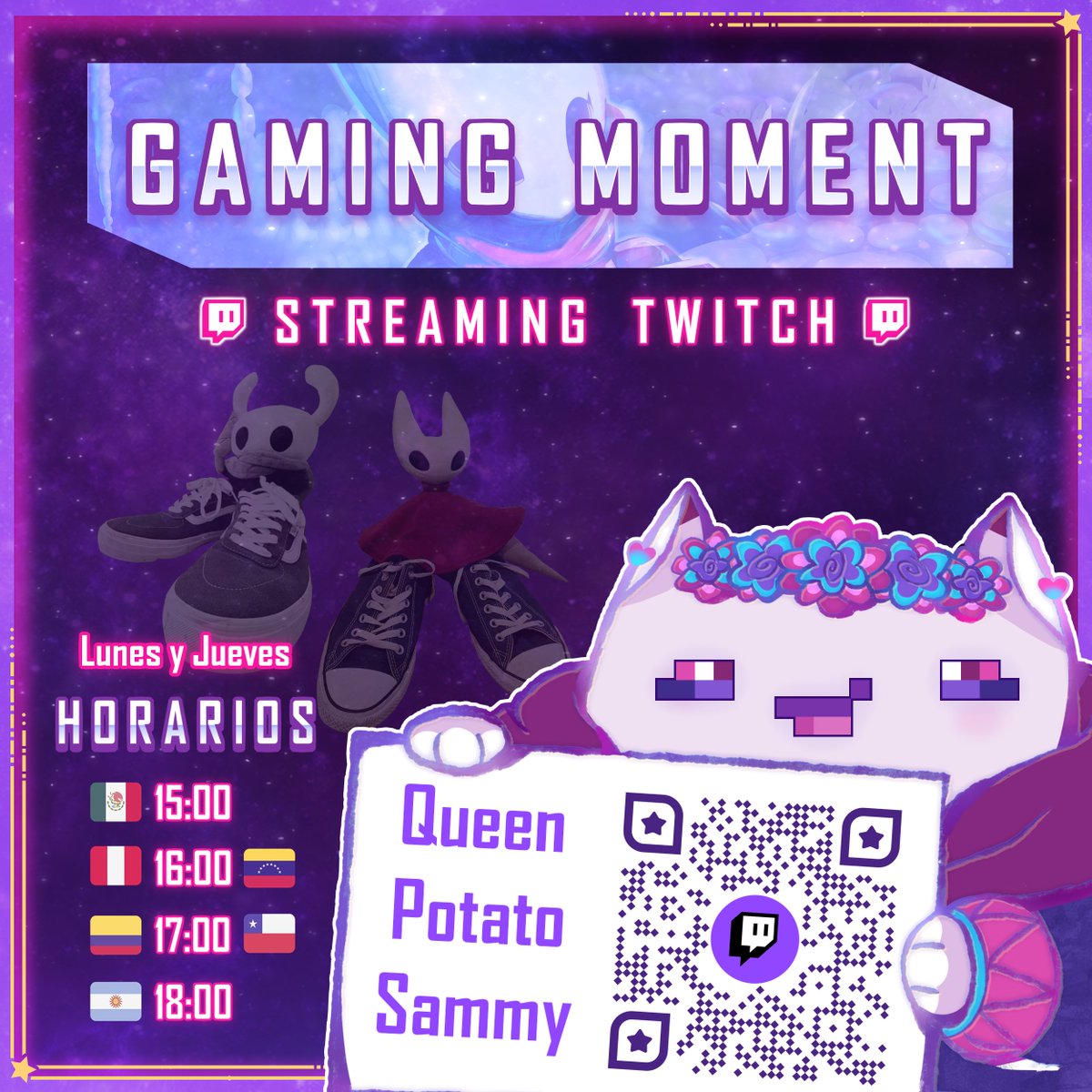 Ya empezamos
quizás me tenga que irme temprano pero como dije, prometo estar mas comprometida con esto, 

quiero recuperar los tiempos de gloria

💜TWITCH💜
twitch.tv/queenpotatosam…