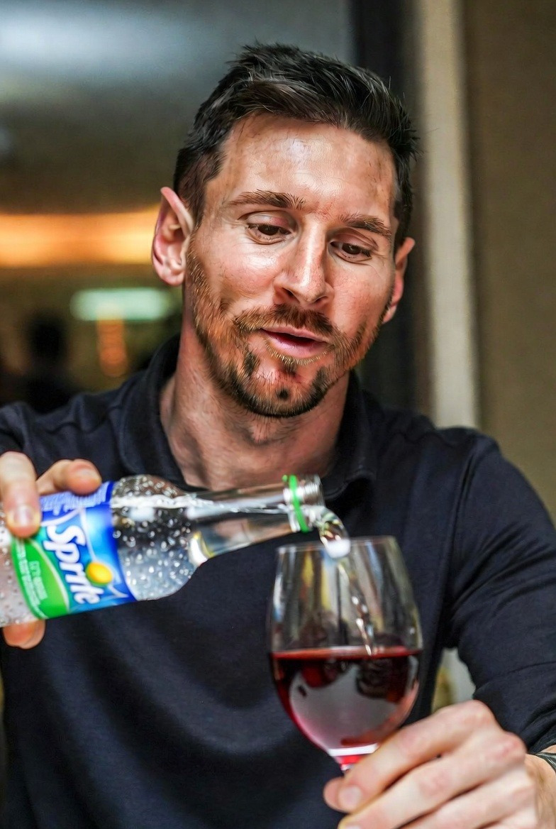 BarBaruco's tweet photo. Evolución natural:
* Vino tinto con sifón.
* Vino tinto con gaseosa.
* Vino tinto con Sprite.
Yo lo que diga Messi. https://t.co/qtmhRXbXaA