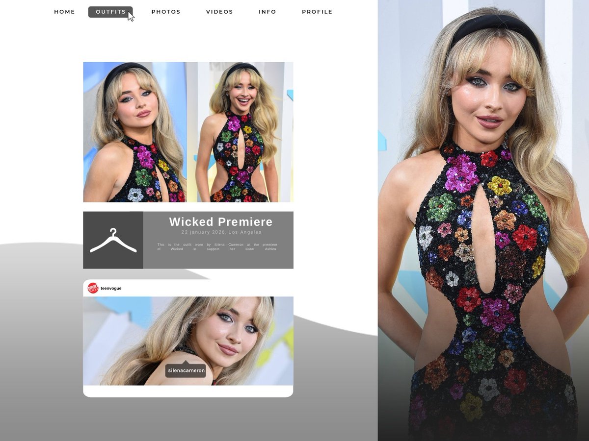 ⠀⠀⠀⠀
⠀⠀  ⠀⠀from addictionsilena's blog
⠀⠀                   ⠀⠀(01.22.26)
            ⋆ ˚｡  Silena at the premiere of 
⠀       ⠀   'Wickxd' in Los Angeles. ୨୧
⠀⠀⠀⠀