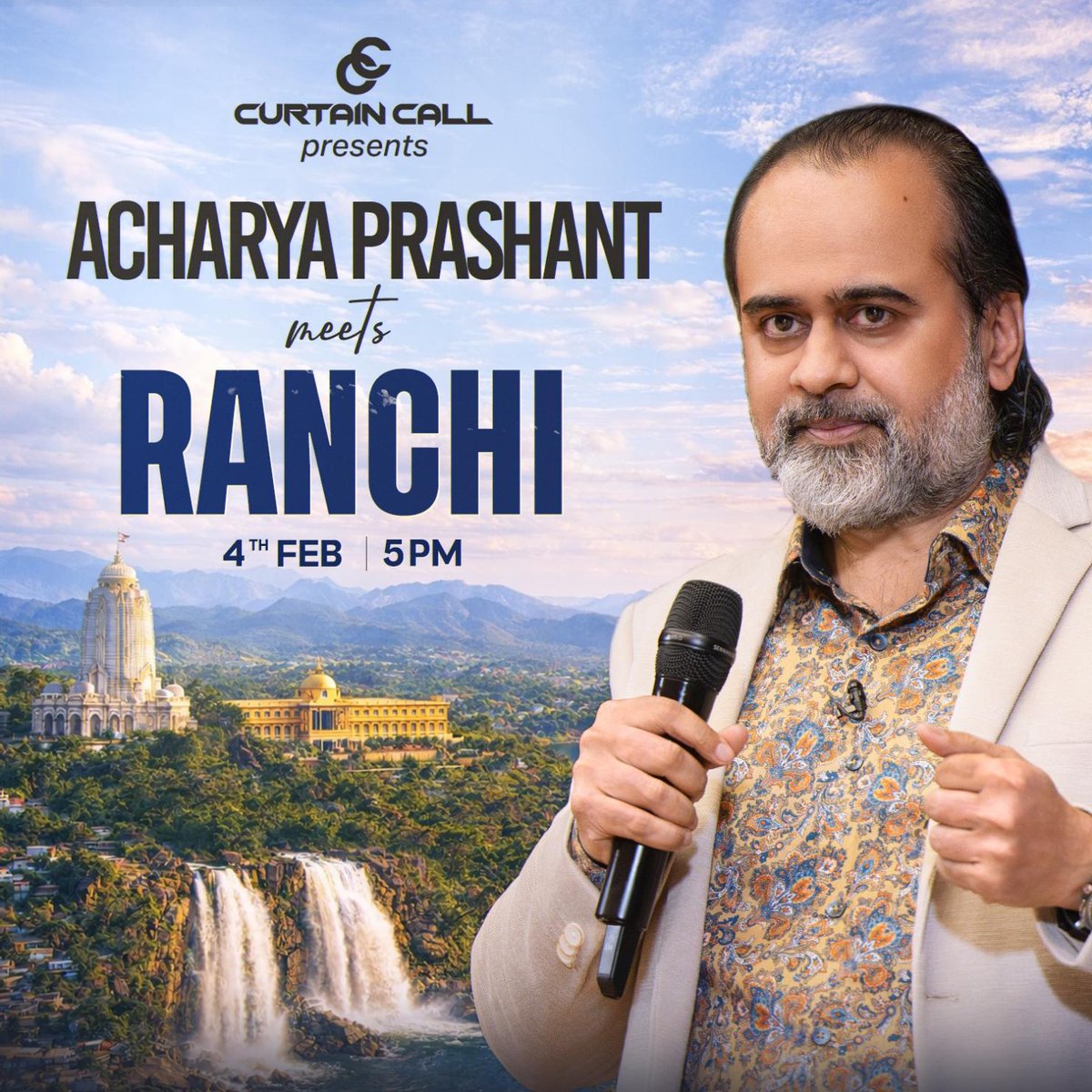Snoopy_mist's tweet photo. 🔥 *Acharya Ji LIVE in Ranchi: 4 February* 🔥

Acharya Ji is visiting Ranchi for the first time, to meet you and engage in an open, direct dialogue.

All arrangements are in place, and Ranchi is ready to welcome him.

Join us on Wednesday at 5 PM for a LIVE interaction, https://t.co/AX1dnZljHA