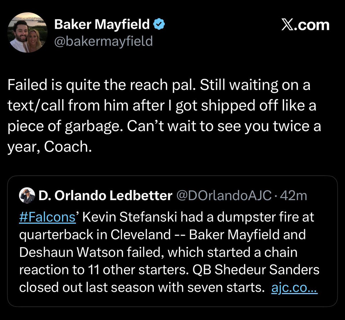 Baker Mayfield might be the tallest person in history to have Little Man Syndrome