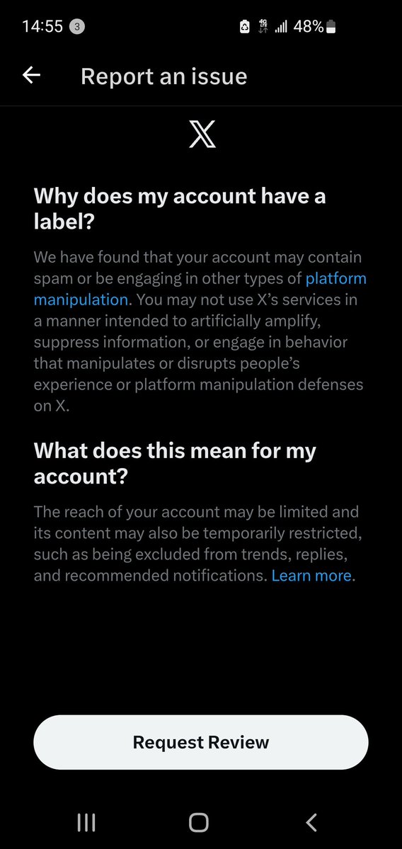 Well, this is interesting. X apparently thinks that I'm spamming on X and is now limiting my account. I'll give it a few days to see how the review that I requested goes, if this limiting of my account continues or I don't hear anything, then I'll have to dump X like I did