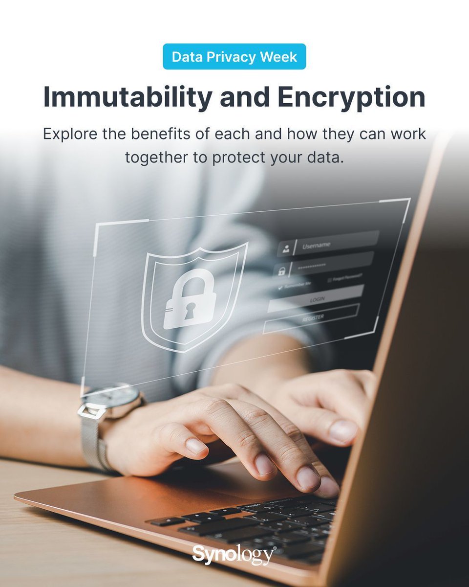 Synology's tweet image. Dive deeper into how WORM (Write Once, Read Many) technology works and how you can set it up on your Synology NAS. Learn more: sy.to/thy25                                 #techtip #encryption #networkattachedstorage #dataprivacy