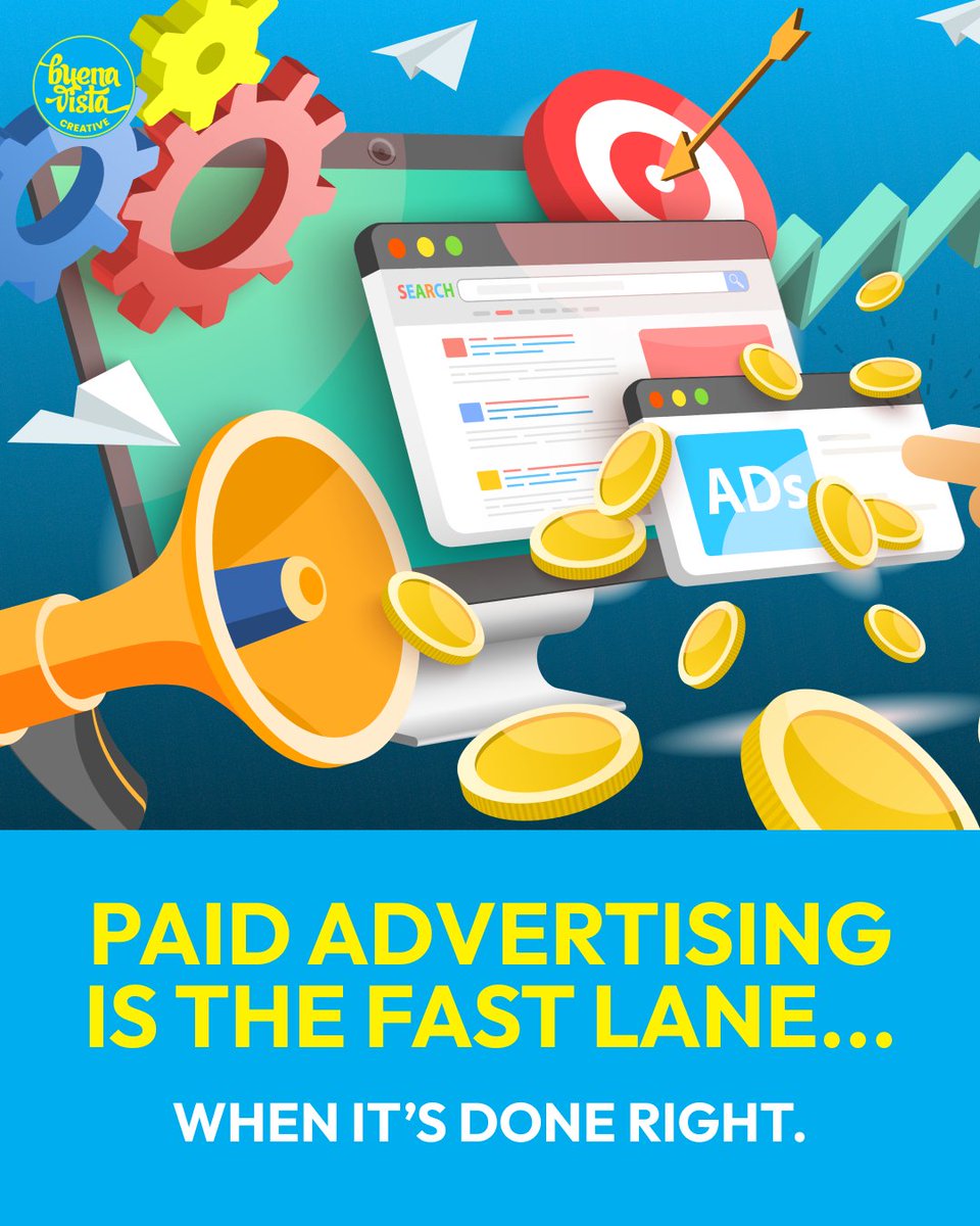 Paid ads are the fast lane to visibility—but only if done right. It’s about smart targeting, clear goals, and controlled budgets, not wasting spend. When built with strategy, ads become a growth tool, not a gamble.
#PaidAdvertising #MarketingStrategy #BuenaVistaCreative