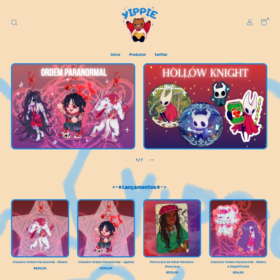 A lojinha online ta aberta novamente❗️❗️

Os produtos que sobraram da pré-venda do final do ano passado ja tão disponíveis de novo, junto do reposição de alguns bottons e adesivos q tavam esgotados

Nas próximas semanas eu vou ir atualizando com produtos novos q eu tava fazendo!