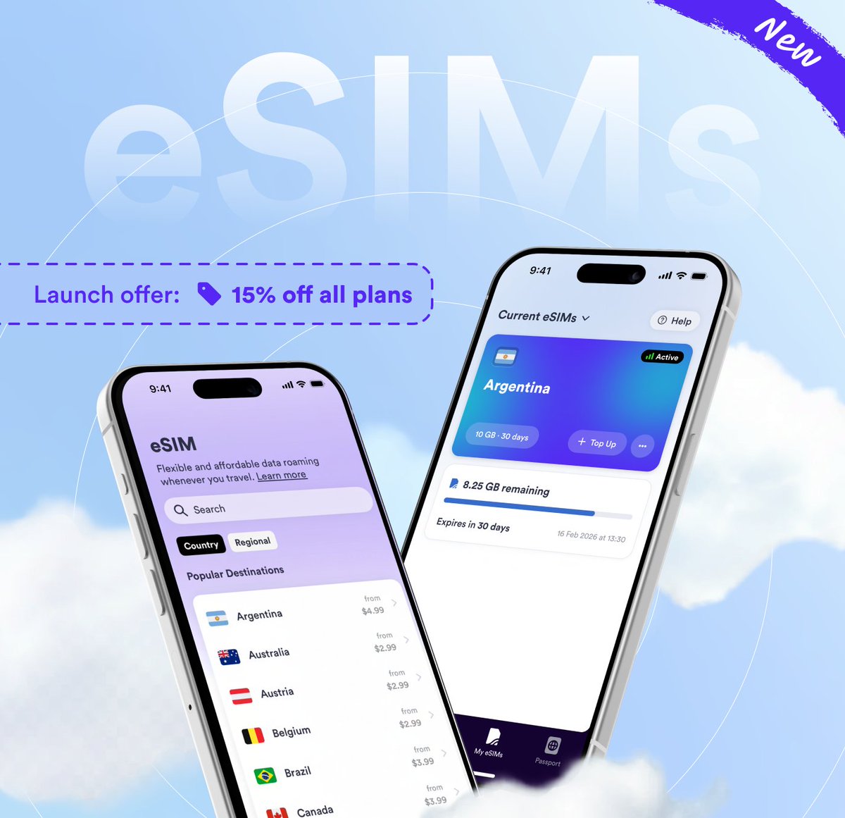 skratchworld's tweet photo. Skratch eSIMs just got a major upgrade ✈️

Get high speed internet in 200+ locations with unbeatable pricing and brand new in-app tracking. Install an eSIM today and enjoy 15% off plans to celebrate the launch

Download the app at https://t.co/kYU7HGGdD6 https://t.co/K1RsLLHaZg