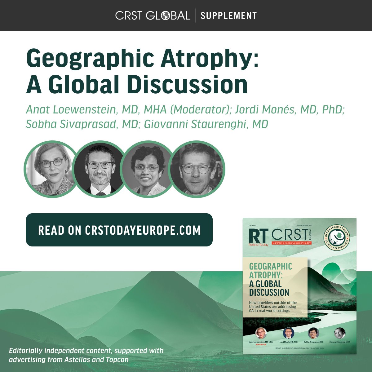 📖 Don't miss this recent roundtable discussion with Profs. Loewenstein, Mones, Sivaprasad, and Staurenghi on the state of GA management in global clinics. 

Available ex-US only: ow.ly/LjqT50Y0RyG #retina #AMD #ophthalmology