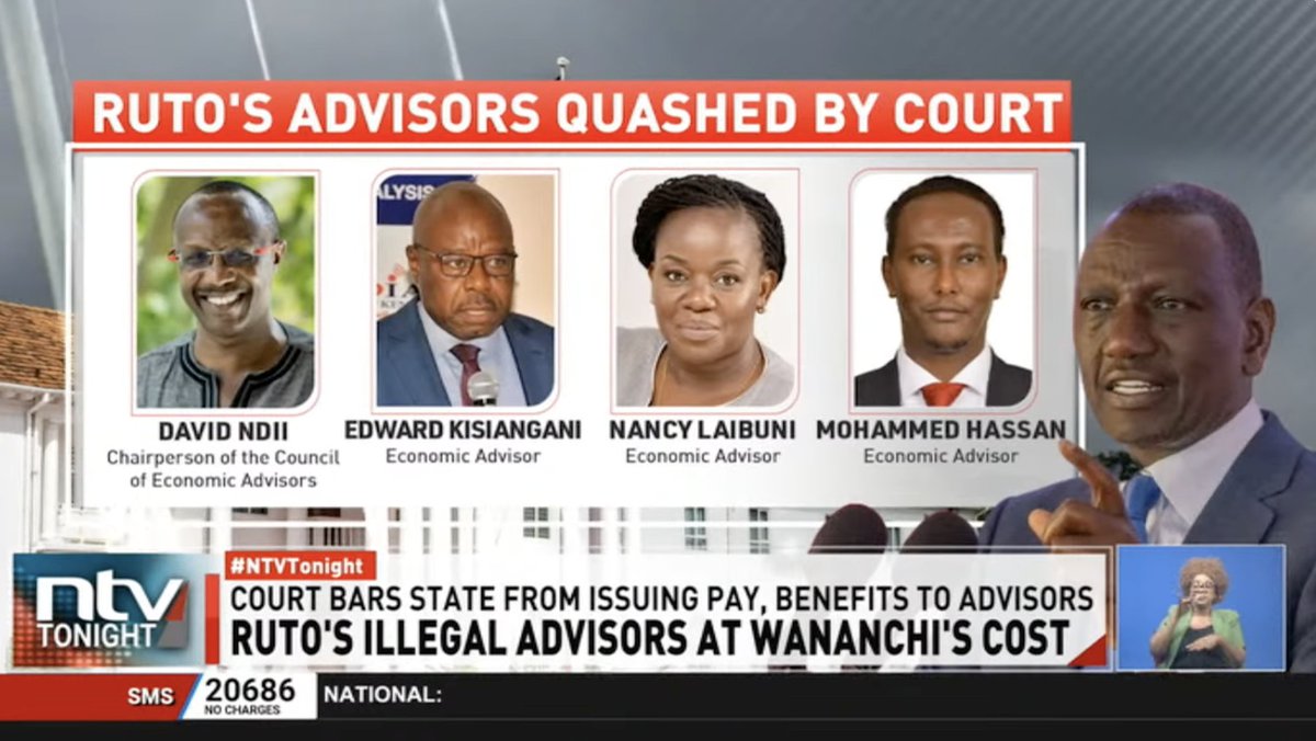 ntvkenya's tweet image. High Court quashes positions of 21 presidential advisors, including David Ndii and Makau Mutua 

zurl.co/TRLjp