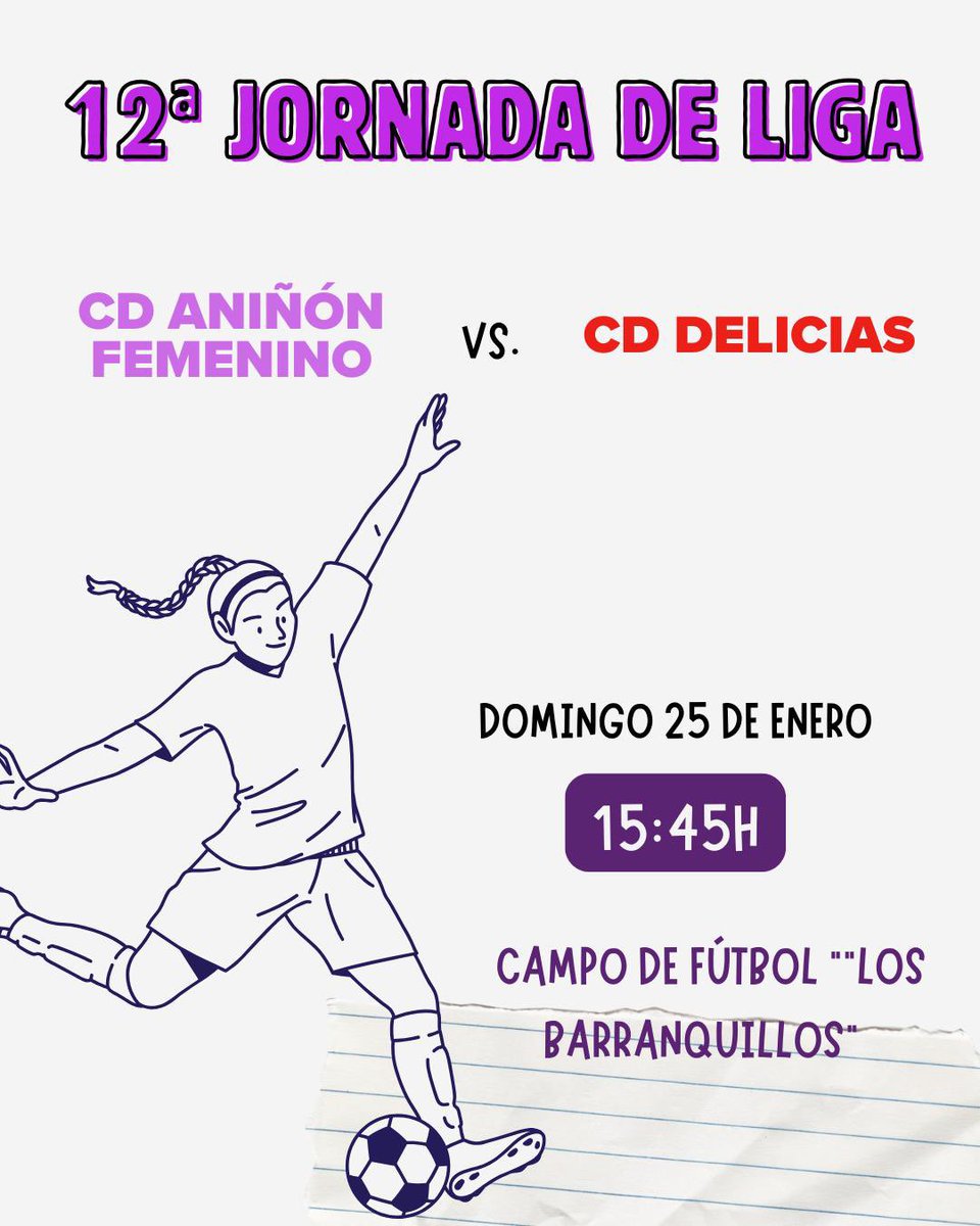 🚨💜 Aniñón Femenino vs Delicas, a por la segunda victoria del curso

Tras el espectacular triunfo de la semana pasada, las nuestras vuelven a jugar en casa cargadas de moral. Este domingo a partir de las 15:45h. se verán las caras con uno de los rivales más potentes del grupo.