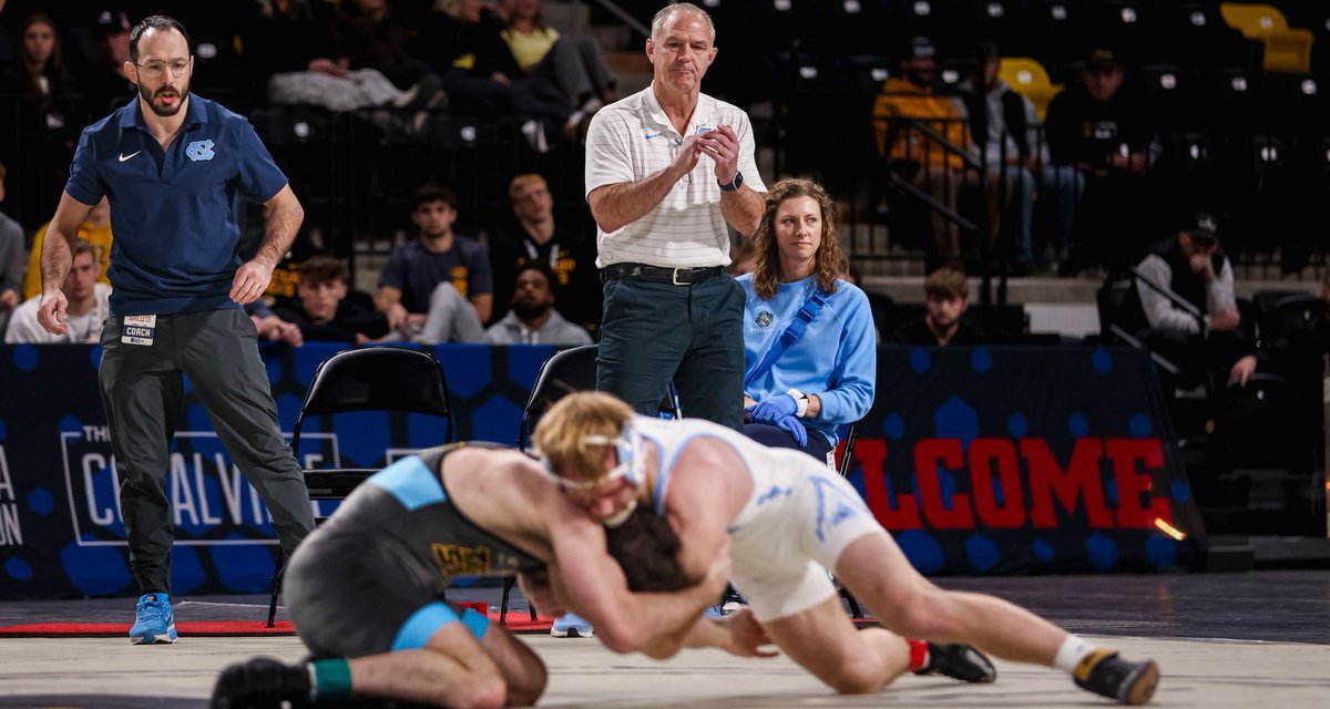 InsideCarolina's tweet image. On Friday night, #11 @UNCWrestling heads to Raleigh to face #8 NC State. The Pack have dominated the series with UNC's last victory coming in 2013.  Head coach Rob Koll, Bryce Hepner, Luke Simcox, Kysen Terukina and Ethan Oakley spoke to the media ahead of the match.…