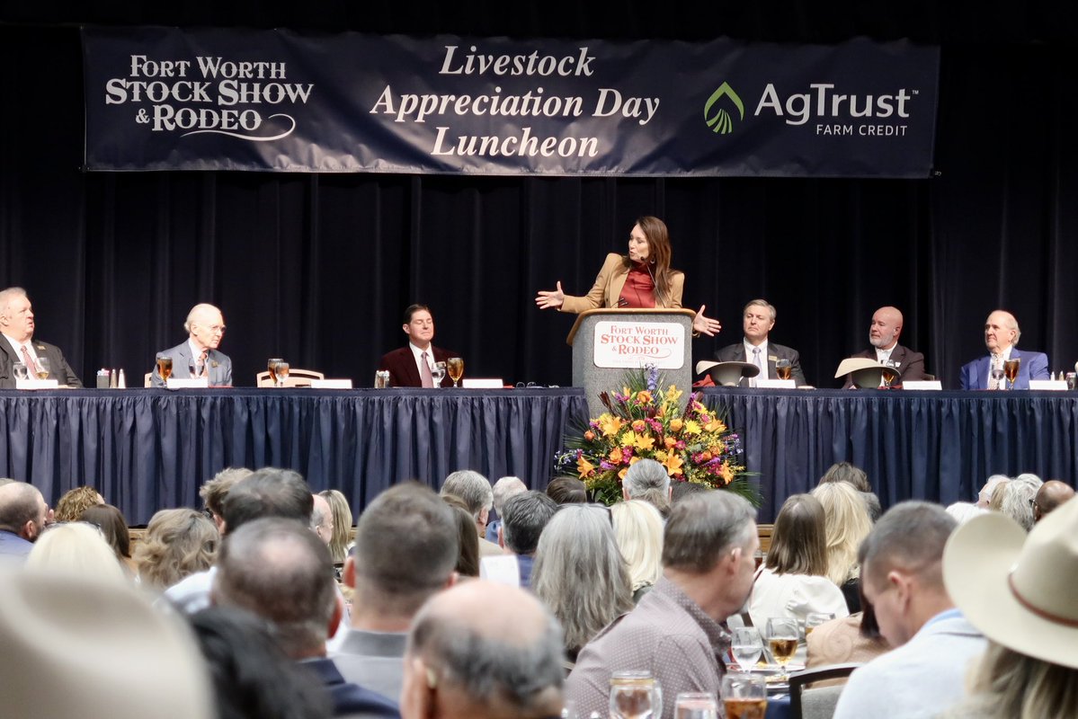 SecRollins's tweet image. Today I was honored to speak at the Fort Worth Stock Show &amp;amp; Rodeo Livestock Appreciation Day Luncheon, surrounded by men and women who pour themselves into supporting American agriculture. 🐂

Ranchers are more than mere producers of economic output. They are stewards of the…
