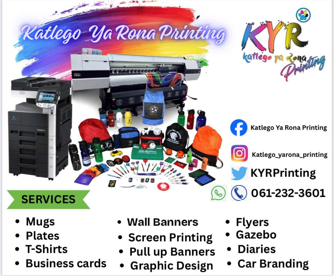 Shimi_molefe's tweet photo. Katlego Ya Rona Printing 
Cell phone 📱 : 061-232-3601 https://t.co/uWIutkWDUR