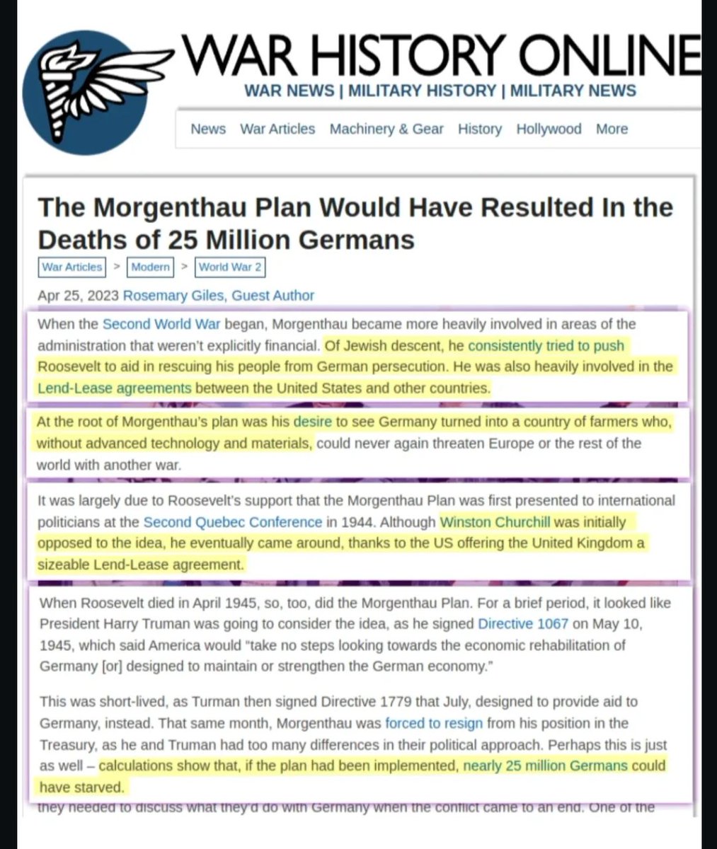 MCommandCEO's tweet image. #Jewish politicians under the #MorgenthauPlan proposed to #America were explicitly trying to enslave the population of #Germany while causing MILLIONS to die of #Famine very intentionally just like #Jew controlled Russia. #American president #Truman stopped them. #Morgenthau #WW2