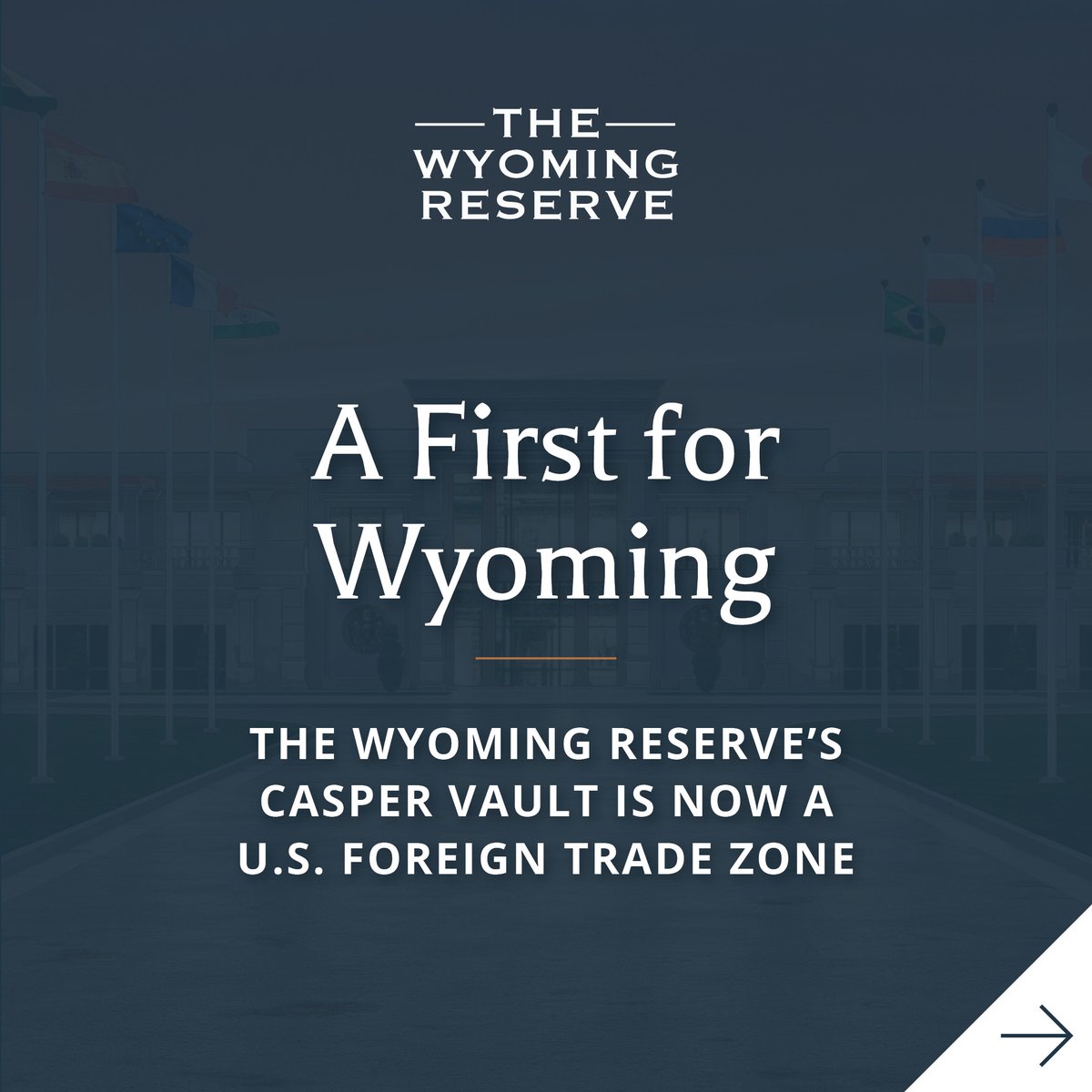 WyomingReserve's tweet photo. We’re pleased to share a major milestone for The Wyoming Reserve.

U.S. Customs and Border Protection has officially activated our Casper vault as a Foreign Trade Zone (FTZ) — the first FTZ in the State of Wyoming.

This designation allows clients to store precious metals and other high-value assets with tariff-deferred treatment until entry into U.S. commerce or tariff exemption if exported, while benefiting from CBP-regulated security and streamlined global trade logistics.

Learn more: https://t.co/tPiqXcZFI8

#TheWyomingReserve #ForeignTradeZone #FTZ #PreciousMetals #SecureStorage #GlobalTrade

𝘐𝘯𝘷𝘦𝘴𝘵𝘮𝘦𝘯𝘵𝘴 𝘥𝘪𝘴𝘤𝘶𝘴𝘴𝘦𝘥 𝘢𝘳𝘦 𝘴𝘱𝘦𝘤𝘶𝘭𝘢𝘵𝘪𝘷𝘦, 𝘪𝘭𝘭𝘪𝘲𝘶𝘪𝘥, 𝘢𝘯𝘥 𝘪𝘯𝘷𝘰𝘭𝘷𝘦 𝘴𝘪𝘨𝘯𝘪𝘧𝘪𝘤𝘢𝘯𝘵 𝘳𝘪𝘴𝘬, 𝘴𝘶𝘤𝘩 𝘢𝘴 𝘱𝘰𝘵𝘦𝘯𝘵𝘪𝘢𝘭 𝘭𝘰𝘴𝘴 𝘰𝘧 𝘱𝘳𝘪𝘯𝘤𝘪𝘱𝘢𝘭. 𝘛𝘩𝘦𝘴𝘦 𝘪𝘯𝘷𝘦𝘴𝘵𝘮𝘦𝘯𝘵𝘴 𝘢𝘳𝘦 𝘵𝘺𝘱𝘪𝘤𝘢𝘭𝘭𝘺 𝘢𝘷𝘢𝘪𝘭𝘢𝘣𝘭𝘦 𝘰𝘯𝘭𝘺 𝘵𝘰 𝘲𝘶𝘢𝘭𝘪𝘧𝘪𝘦𝘥 𝘰𝘳 𝘢𝘤𝘤𝘳𝘦𝘥𝘪𝘵𝘦𝘥 𝘪𝘯𝘷𝘦𝘴𝘵𝘰𝘳𝘴.