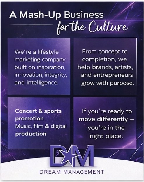 YOUR ONESTOP SHOP 🚀
From strategic planning to project management &amp; fulfillment, Dream Management delivers solutions—not just services.
We’ve touched every corner of the industry, including:
• Concert &amp; sports promotion
• Business &amp; product development
• Major event planning