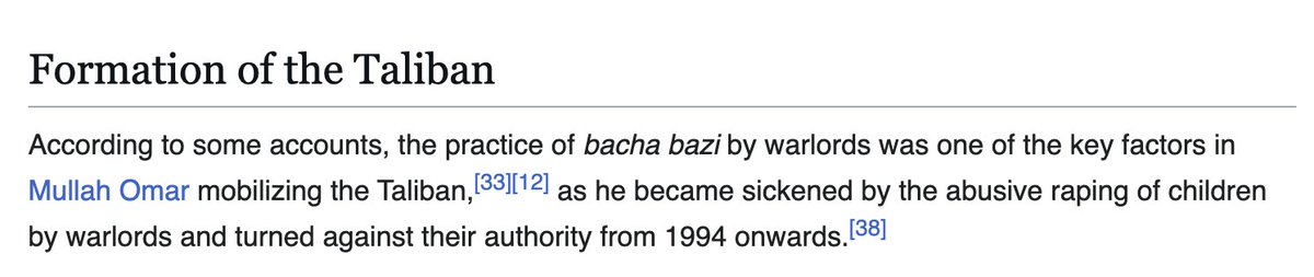 mnolangray's tweet image. This viral post is perfectly wrong: bacha bazi long predates Islam. Indeed, it was so repulsive to observant Muslims that it was the proximate cause of the formation of the Taliban, which made the practice punishable by death. The practice returned under the US occupation.