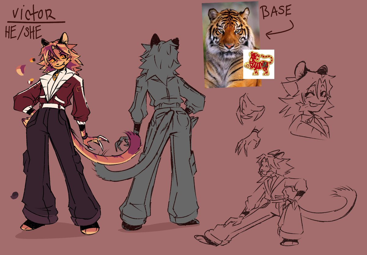 Gumpy_grouch's tweet image. Been remaking my hazbin hotel Oc I hate and love character designing 

They are based on a Tiger! 🐅 will do a in show art style once I figure out what brush work better 

#HazbinHotelOc