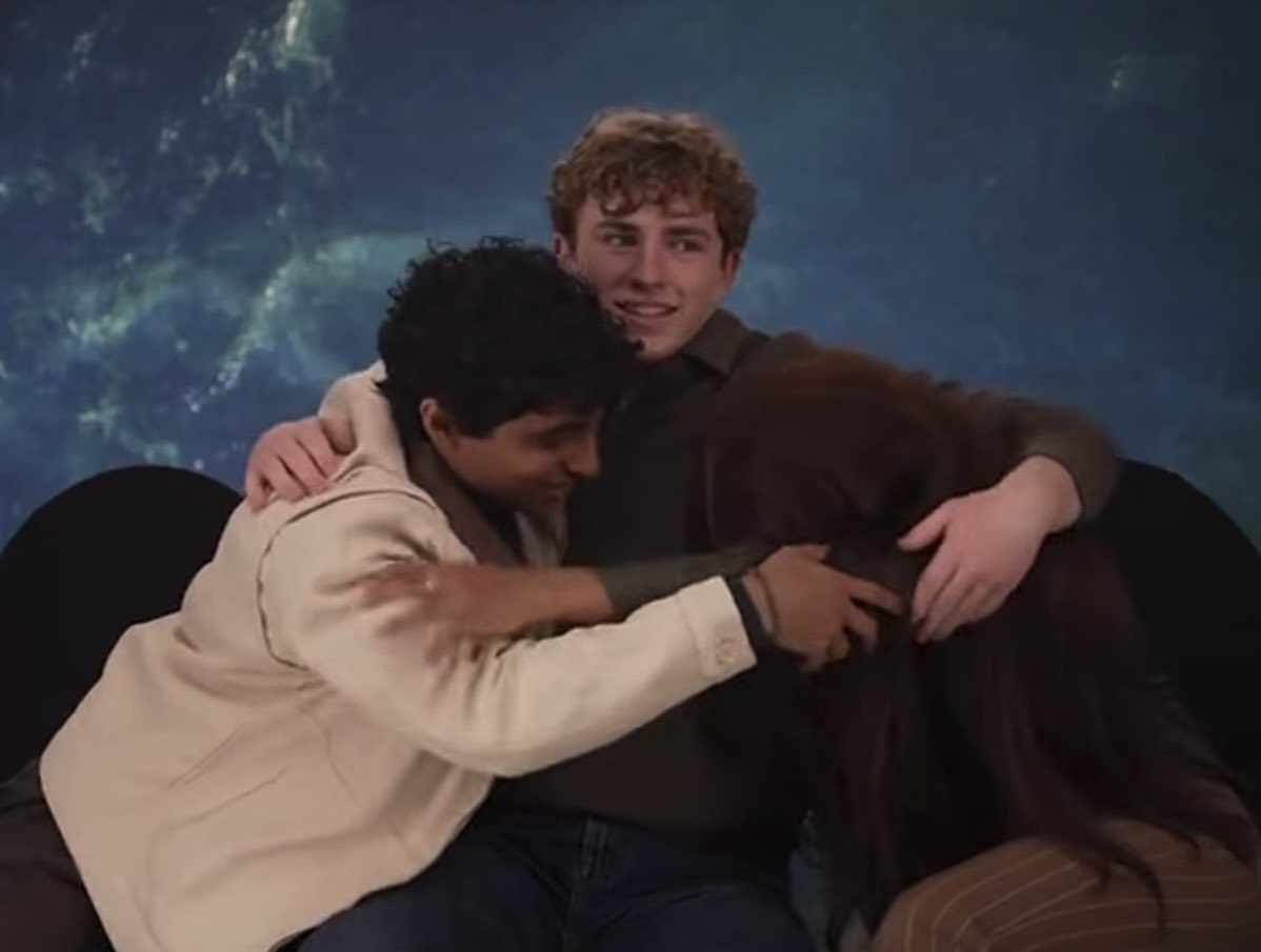 percysleabeth's tweet image. we make jokes that Walker and Aryan mess with Leah any given chance but it’s because they missed having her around while filming season three since she’s their girl 🥹 i love this celestial trio ❤️🫂