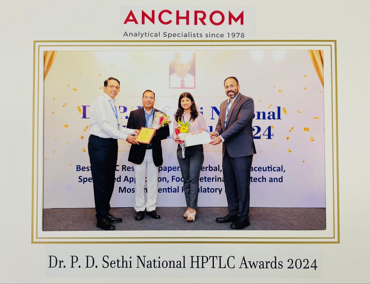 kshankerCIMAP's tweet photo. Dr. P.D. Sethi National HPTLC Award-2024 conferred to our research work on “Development of methodology for Adulteration check in Sida sp. Published in JPBA https://t.co/robrYN6gIJ” won First Prize under the Herbal category @CSIR_IND @DrNKalaiselvi @moayush @nmpb1 @CCRAS_MoAyush https://t.co/iGqY99fcTO