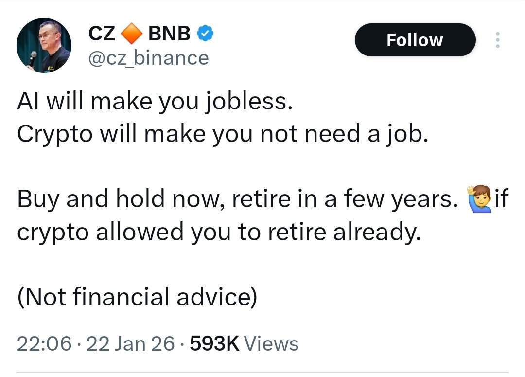 JUST IN: Binance Founder CZ says 