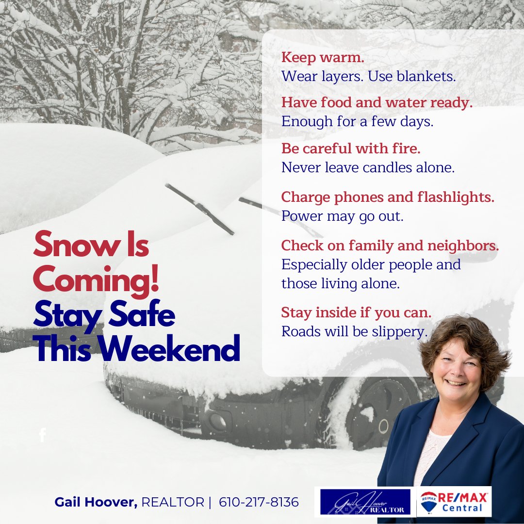 Homes are more than investments—they’re where we stay safe. As the snowstorm approaches, here are 7 tips to help you weather it well.

#HomeSafety #AllentownHomes #LehighValleyLiving #LehighValleyRealtor #LehighValley
