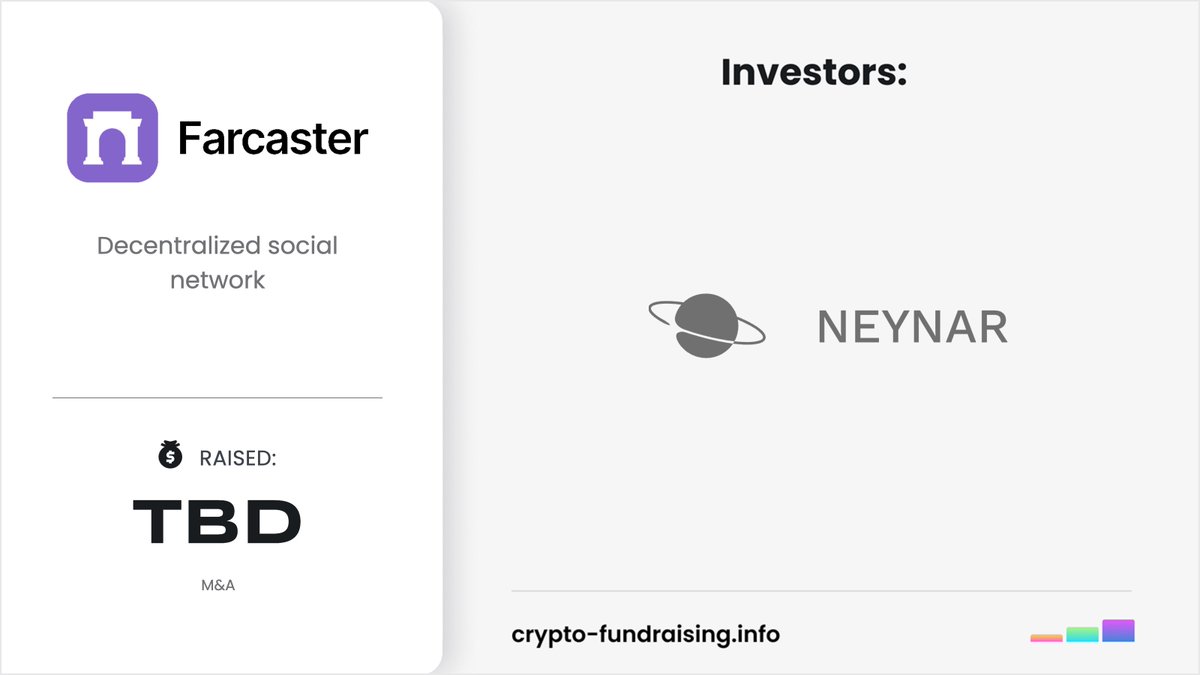 Decentralized social network @farcaster_xyz has been acquired by @neynarxyz  https://t.co/kHkyGsYq1F