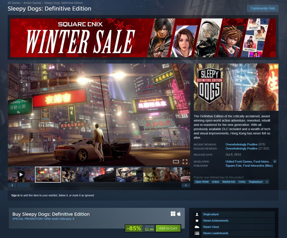 Sleepy Dogs: Definitive Edition is $2.99 on Steam buff.ly/TbWrRWt 
Humble buff.ly/5ZhOu46 

Deck playable