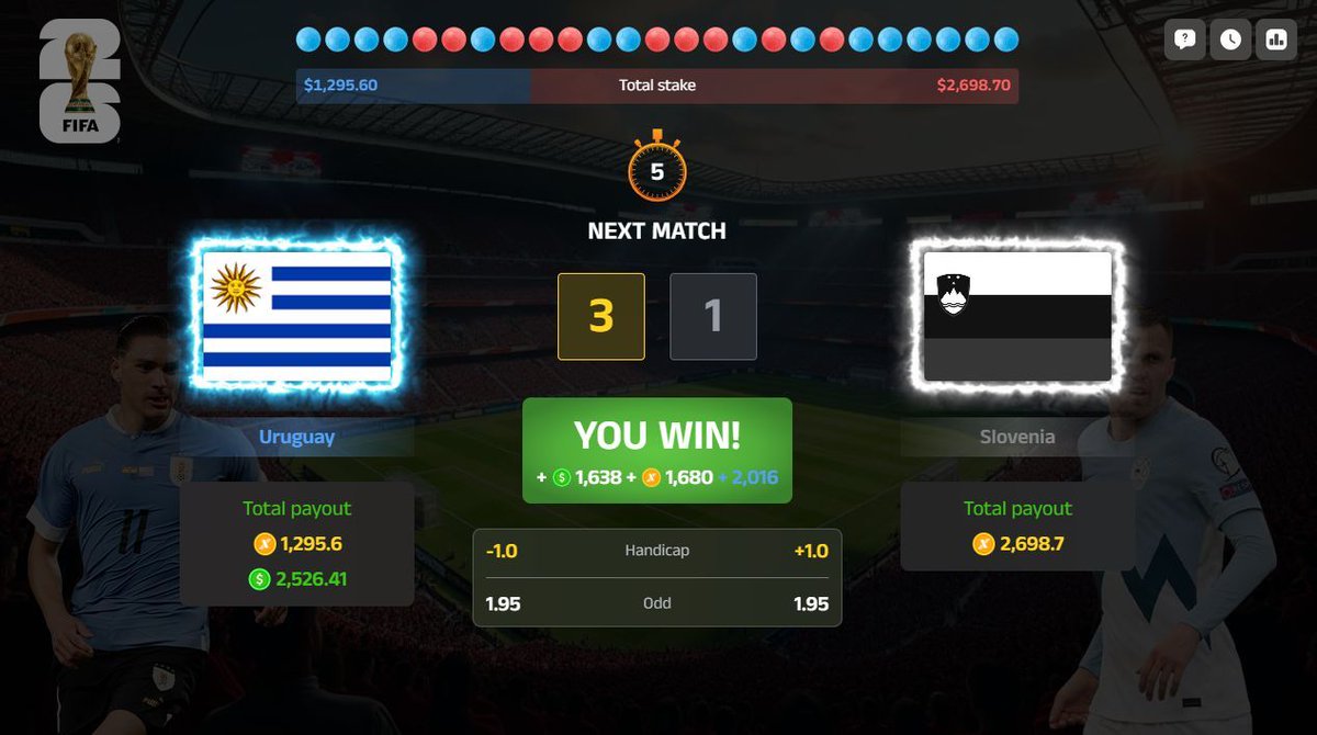 virtual_match's tweet image. 🔵 A heavy WIN just rolled through 💰💨 — powerful, exciting, and full of possibility. The frequency today is pure magic. ✨
Like &amp;amp; RT to attract wealth and luck ✨🍀

#WorldCup2026 
#VirtualWorldCup2026