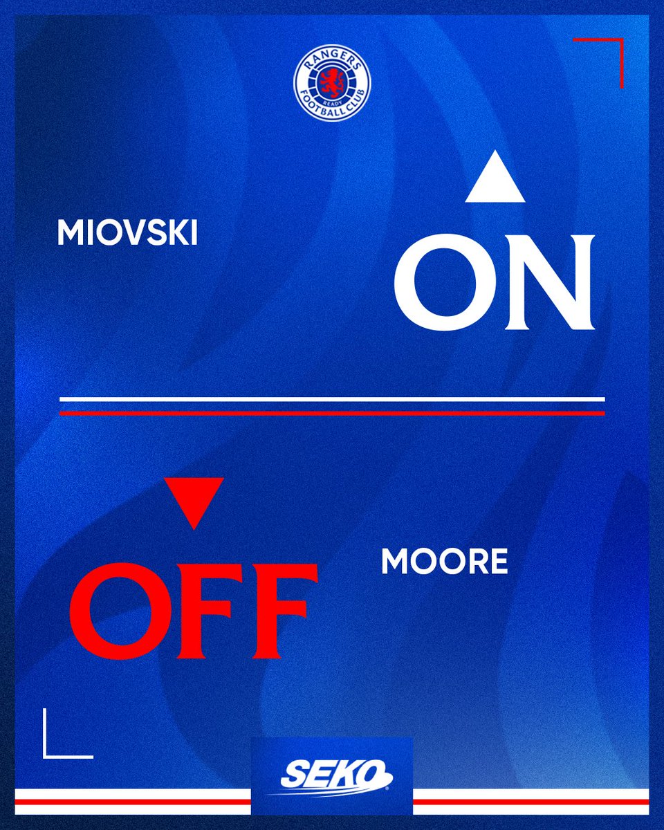 Rangers 1 - 0 Ludogorets | #UEL 

64' 🔄 A first change for Rangers as Bojan Miovski comes on to replace Mikey Moore.