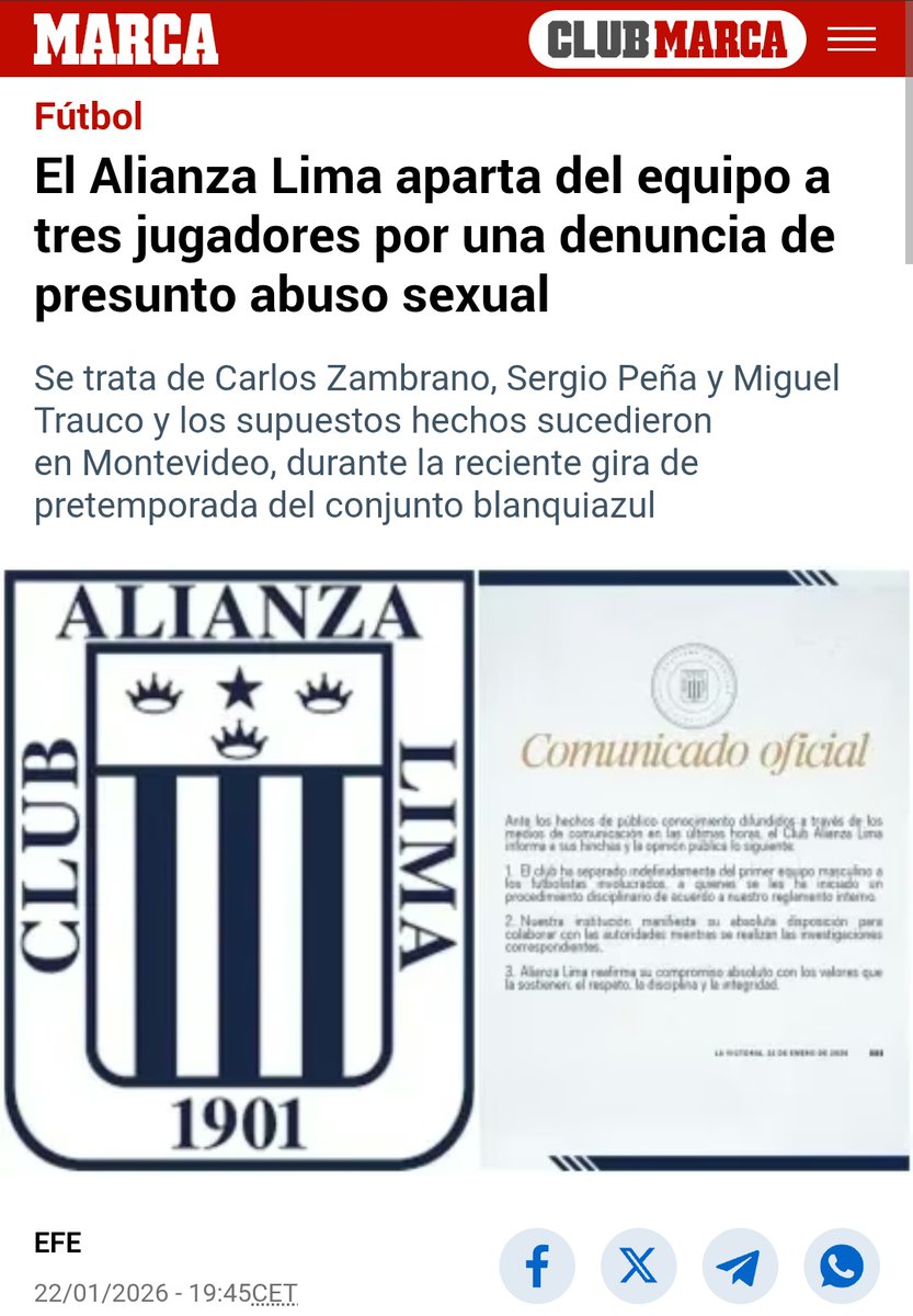 SonOpiniones_ND's tweet image. CARAJO! NADIE HABLA DEL TRICAMPEÓN!

Hoy Alianza Lima es el club del que todos hablan en Argentina, Uruguay, Brasil, Chile, Ecuador y hasta España.

Conocidos no solo por ser el peor equipo en la historia de la Libertadores, si no también por sus delitos fuera de la cancha🥶🎻🎻
