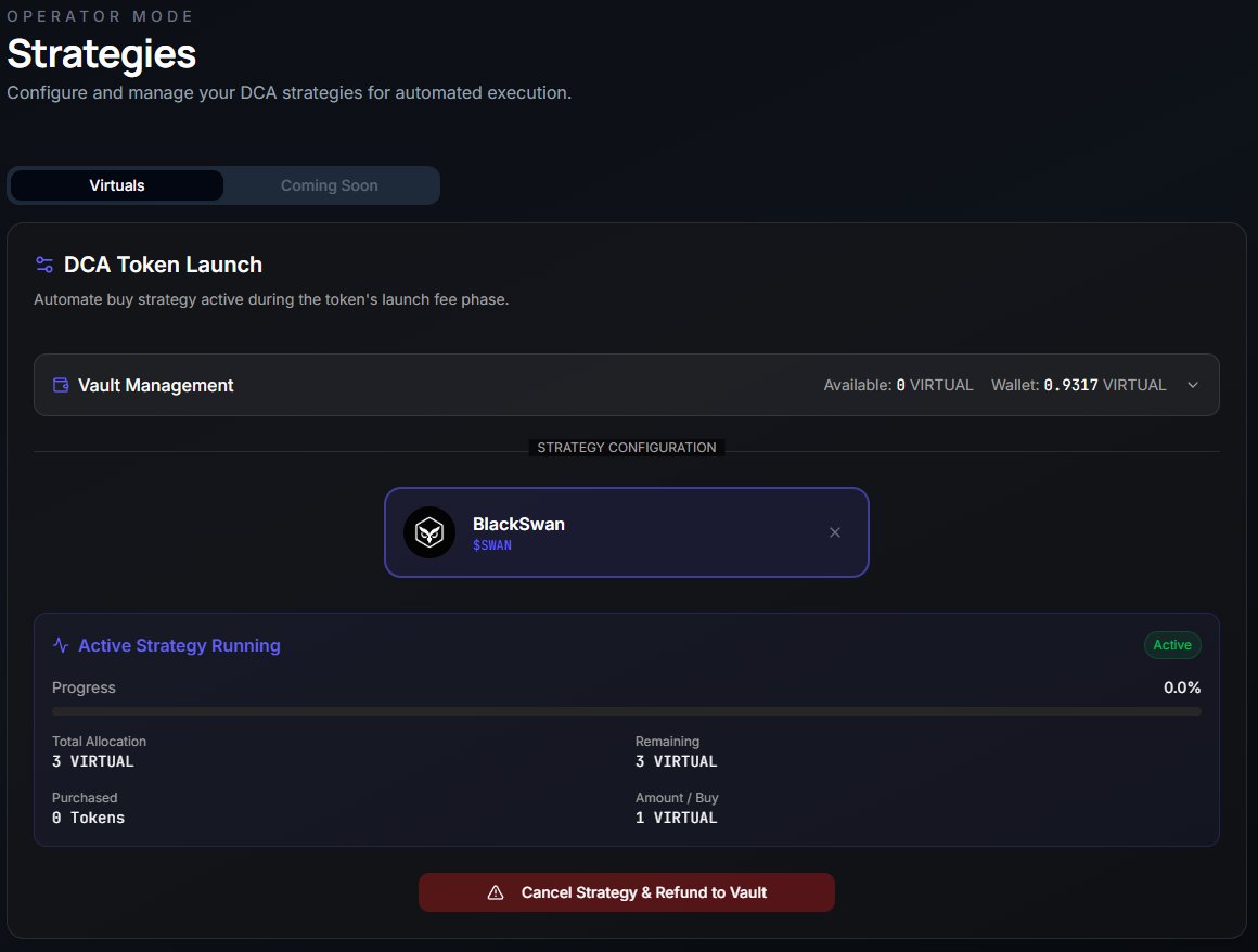 Looks good, right? 👀

This will be the first real test of our Operator Mode DCA strategy on an official Virtuals launch.

As we’ve said from the start, our goal is to ship tools that are actually useful and widely adopted inside the Virtuals ecosystem and Base, not just more