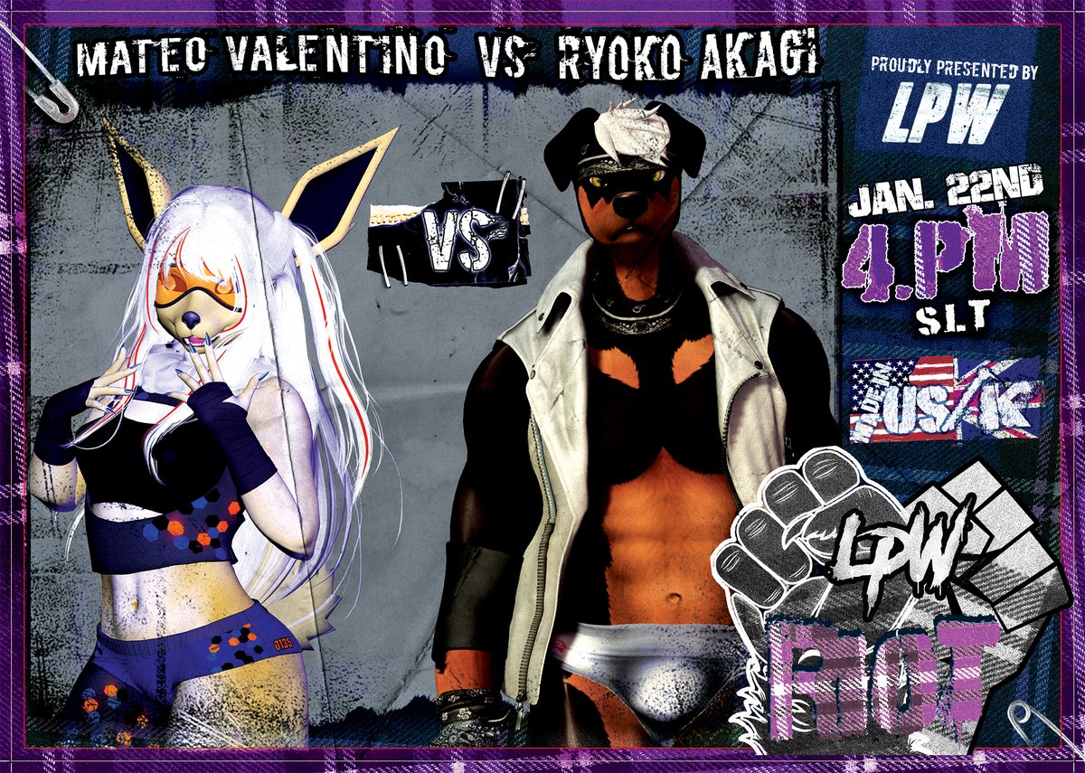 Today on LPW RIOT - 4pm SLT

⭐ Ryoko vs Mateo

Here's your ride to the LPW Arena:
maps.secondlife.com/secondlife/Pou…

Follow LPW: linktr.ee/limitlessprowr…