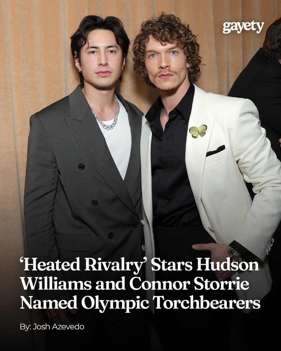 gayety's tweet image. From secret locker-room hookups to the Olympic spotlight. 'Heated Rivalry' breakout stars Hudson Williams and Connor Storrie are officially heading to the 2026 Winter Olympics, but not how you think.

The HBO Max heartthrobs have been tapped as Olympic torchbearers, turning their…