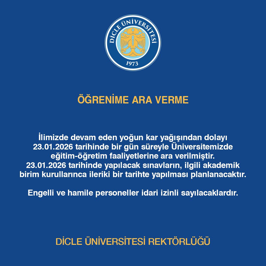 PERSONELİMİZİN VE ÖĞRENCİLERİMİZİN DİKKATİNE