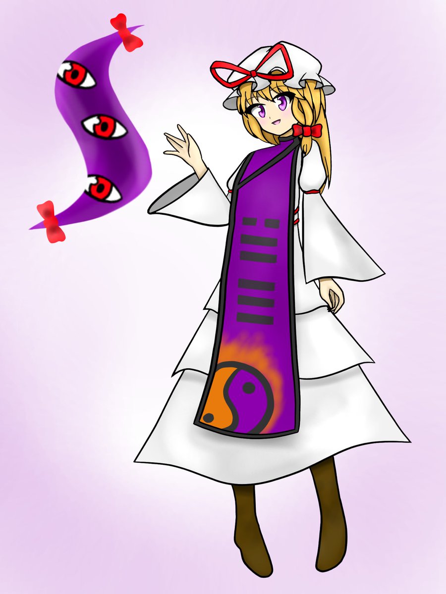 suisei_K806's tweet image. おはよーむ！

1日1絵ですが昨日の紫で妖々夢キャラを全員投稿し終えました！
次は永夜抄…の前にもう1キャラ居ましたね〜