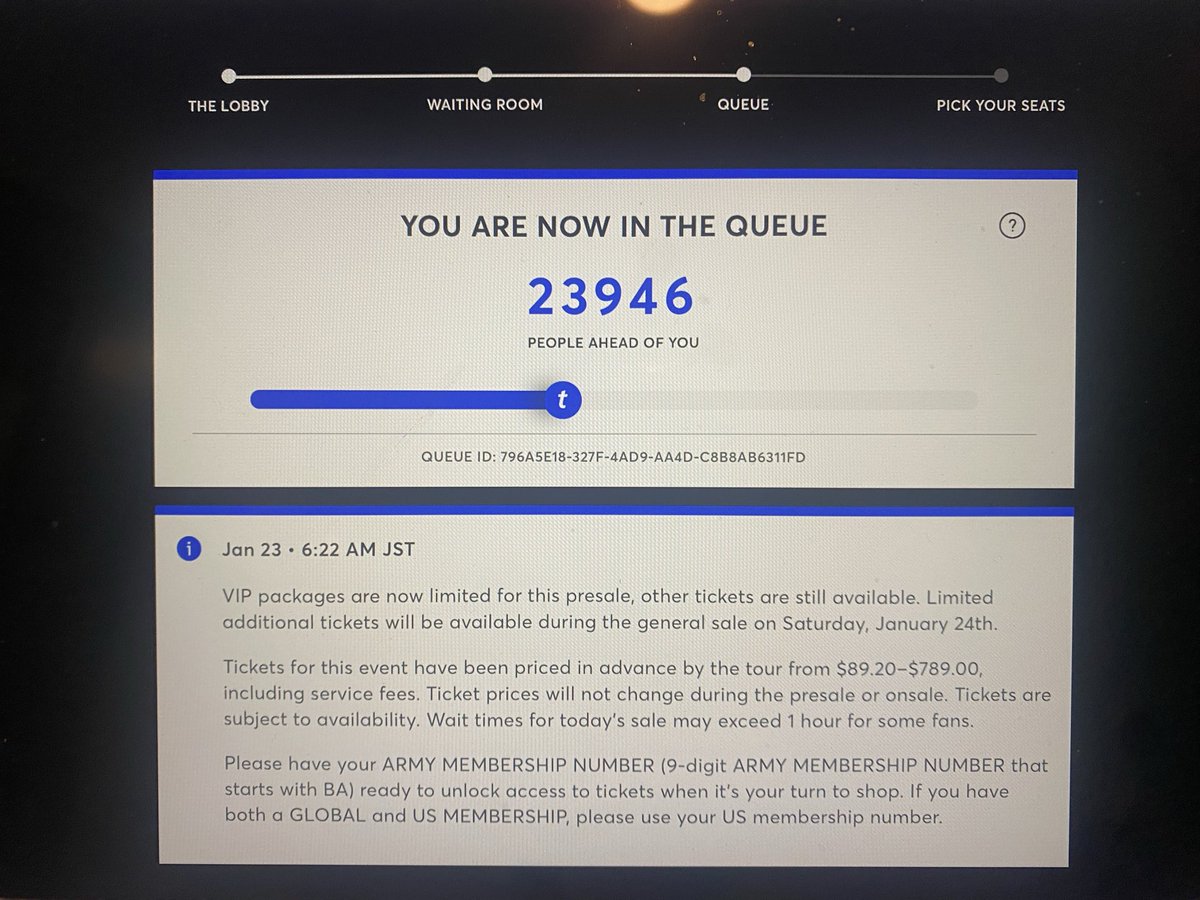 BTS Las Vegas concert ticketing💜

Still in queue... it says the VIP packages have already sold out as of 6:22am JST