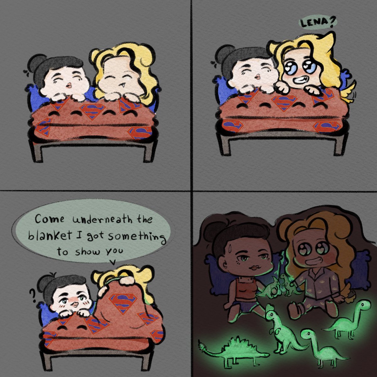 Puppy Kara loves to show Tiny Lena wonderful things underneath the blanket 🫢😅
#supercorp #Supergirl