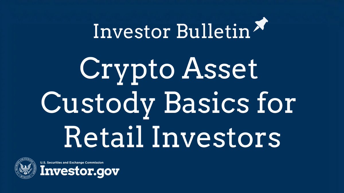 SECGov's tweet image. Curious about crypto wallets and how to store and access crypto assets? Check out our Crypto Asset Custody Basics Investor Bulletin. 
 
investor.gov/introduction-i…