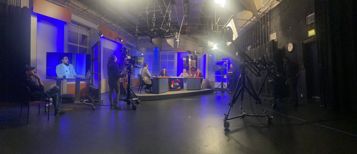 TimWJackson's tweet photo. Front row seating for taping Colorado Inside Out at @PBS12_CO with @Kyle__Dyer @calhounwestword @MGoodland @KBBColorado @EanThomasTafoya covering topics of important interest of the day #ColoLegislativeSession #WolfReintroduction #TaborAmendment #TaborChallenges #IndianaUwin https://t.co/yG985Waj8D
