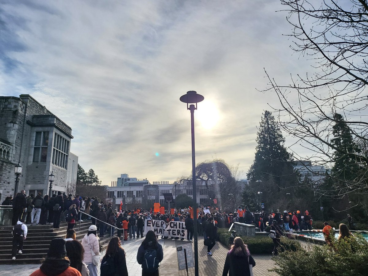 Today's mass mobilization against the fascist residential school denialists at UBC in Vancouver.